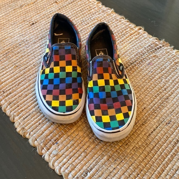 Vans Classic Rainbow‎ Checkerboard Slip In Sneaker Size 5.5
